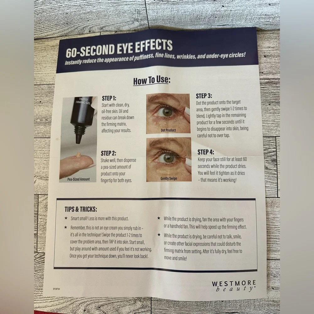 2 pack Westmore Beauty 60 second eye effects Tinted Firming Gel